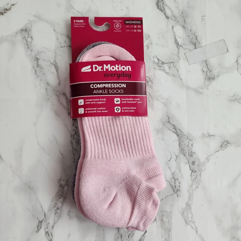 Dr. Motion Ankle Socks 6 Pairs Compression Socks Size Socks 9–11 Shoe 4-10
